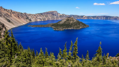 The deep blue waters of Crater Lake National Park