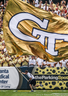 Yellow Jackets Flag is paraded across Grant Field