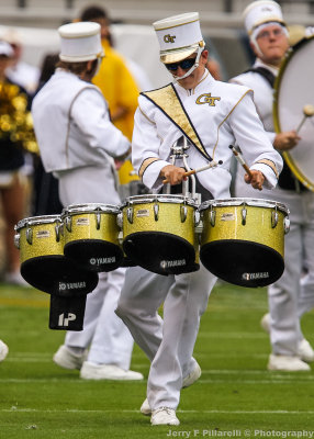 Yellow Jackets Band member mixes it up prior to the game