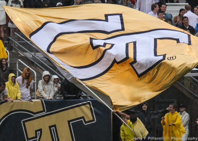 Yellow Jackets Flag flies in the south end zone after a score