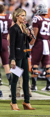 ESPN Sidelines Reporter Samantha Ponder does a live feed during the game