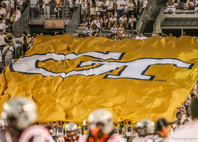GT Banner in the north end zone student section