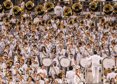 Georgia Tech Band performs from the north end zone 