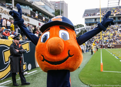 Syracuse Mascot Otto the Orange leads the fans from the sidelines