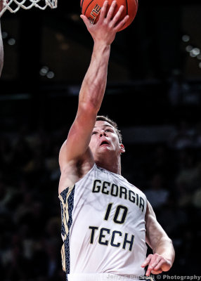 Georgia Tech G Jorgenson glides to the basket for a score
