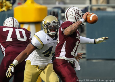 Georgia Tech LB Paul Davis records a sack on Alabama A&M QB Jaymason Lee