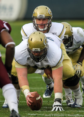 Jackets QB Byerly barks out signals before the snap