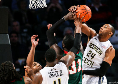 Georgia Tech F Holsey blocks the shot of Mississippi Valley State C Francis
