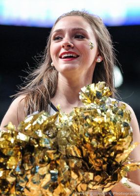 Yellow Jackets Cheerleader works the crowd