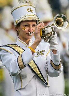 Yellow Jackets Band Member plays prior to the game 