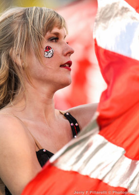 Bulldogs Flag Team Member performs at halftime