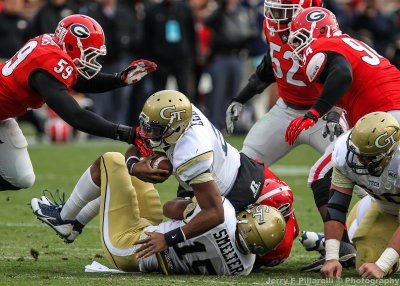 Georgia Tech QB Lee is brought down after a gain