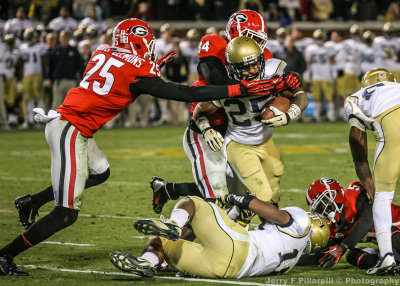 Georgia Tech AB Godhigh is stopped short of the goal line