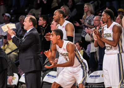 Tech bench erupts as the Jackets take the lead late in the game