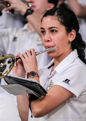 Georgia Tech Band Member performs during a timeout