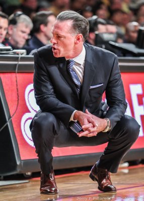 Pittsburgh Panthers Head Coach Jamie Dixon talks to his bench during the game