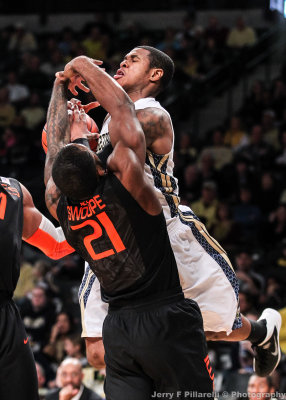 Yellow Jackets F Georges-Hunt goes up against Miami F Erik Swoope