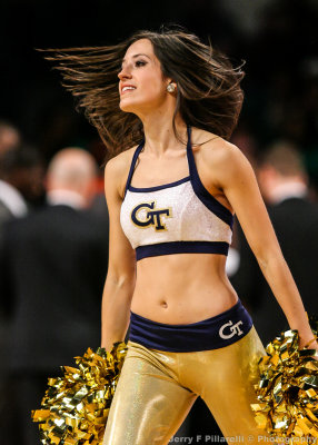 Georgia Tech Dance Team Member works the crowd during a timeout