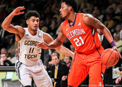 Georgia Tech G Chris Bolden defends Clemson G Damarcus Harrison