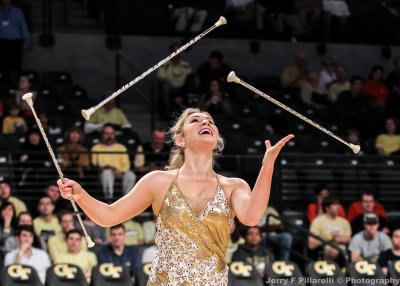 Georgia Tech Twirler performs during halftime festivities