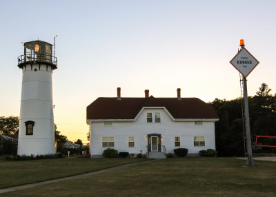 Chatham Light comes to life as the sun sets on Cape Cod