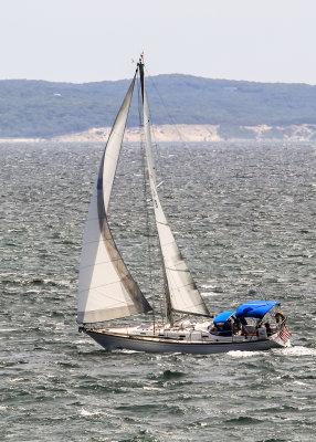 A sail boat of the coast of Cape Cod