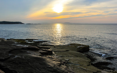 Early morning sunlight on the coast of Mount Desert Island in Acadia National Park