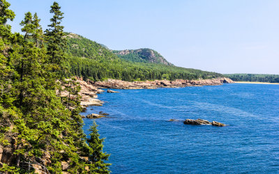 The coastline of Mount Desert Island in Acadia National Park