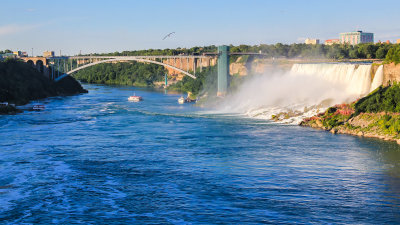 Rainbow Bridge, the US Observation Tower and the US Falls from the Canadian side