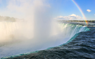 Rainbow in the mist of Horseshoe Falls, Niagara Falls Canada