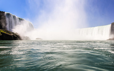 Sailing into the middle of Horseshoe Falls at Niagara Falls
