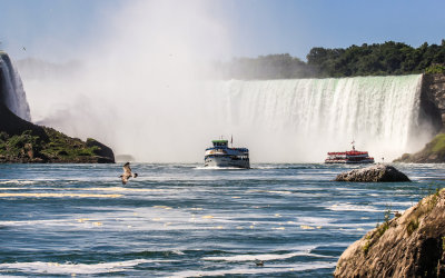 Looking back into Horseshoe Falls from near the dock at Niagara Falls