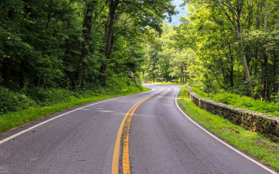 The winding Skyline Drive in Shenandoah National Park