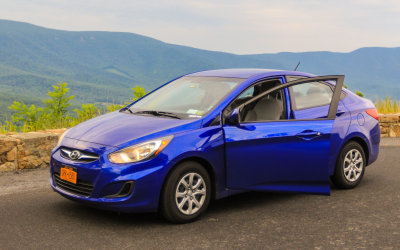 My Hyundai Accent rental car in Shenandoah National Park