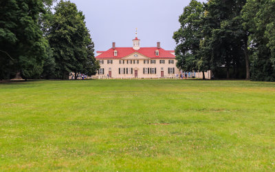 Looking over the bowling green toward the George Washington estate, Mount Vernon