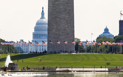 The United States Capitol Building and base of the Washington Monument in Washington DC