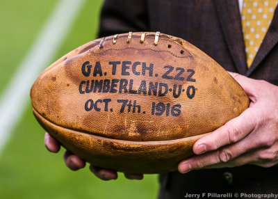 Game ball from the 1916 Georgia Tech  Cumberland game; the most lopsided in NCAA history