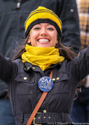 Georgia Tech Fan cheers her team on during the game