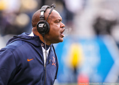 Virginia Cavaliers Head Coach Mike London on the sidelines during the game