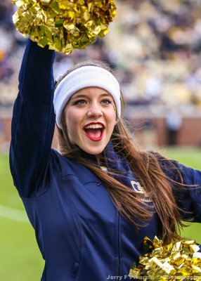 Georgia Tech Cheerleader on the sidelines during the game