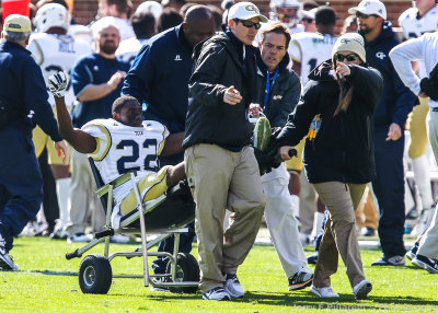 Georgia Tech A-back Snoddy is carted off the field with a season ending injury