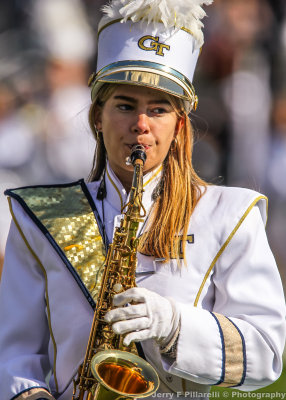 Yellow Jackets Band member during halftime festivities