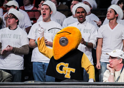 Georgia Tech Yellow Jackets Mascot Buzz in the White Out student section