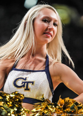 Georgia Tech Dance Team Member performs during a break in the action