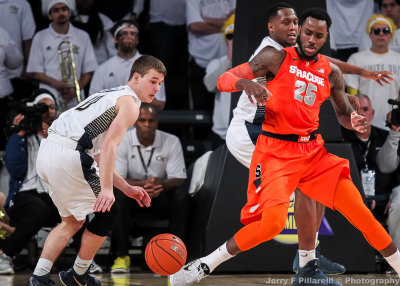 Georgia Tech G Jorgenson steals the ball from Syracuse F Christmas