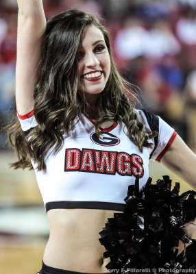 Georgia Dance Team Member works the crowd during a timeout