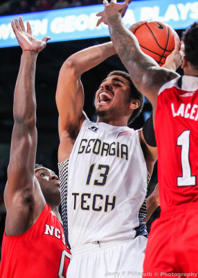 Georgia Tech F Sampson goes up for a basket in traffic