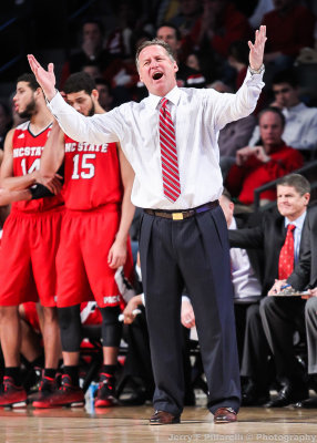 North Carolina State Wolfpack Head Coach Mark Gottfried disagrees with a referees call