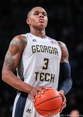 Georgia Tech F Georges-Hunt on the line to shoot a free throw