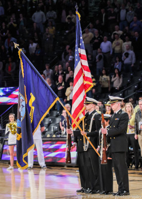 Navy Cadets present the flag at the pregame festivities
